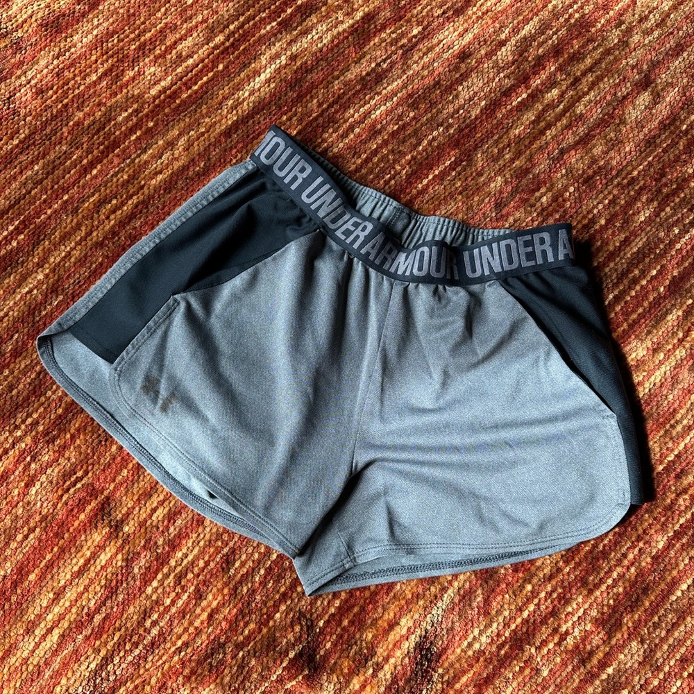 UA Women's Athletic Shorts in Gray and Black